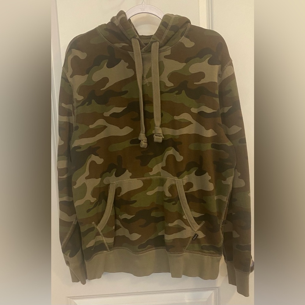 Lucky Brand Hoodie Sz L Camouflage Organic Cotton Fleece Kangaroo Pocket